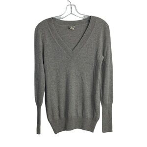 J. Crew 100% Cashmere Gray V Neck Sweater Size Small